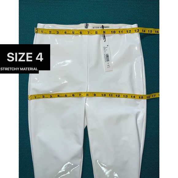 Alice + Olivia Maddox Vegan Leather Off White Skinny Legging Pant - Picture 9 of 16